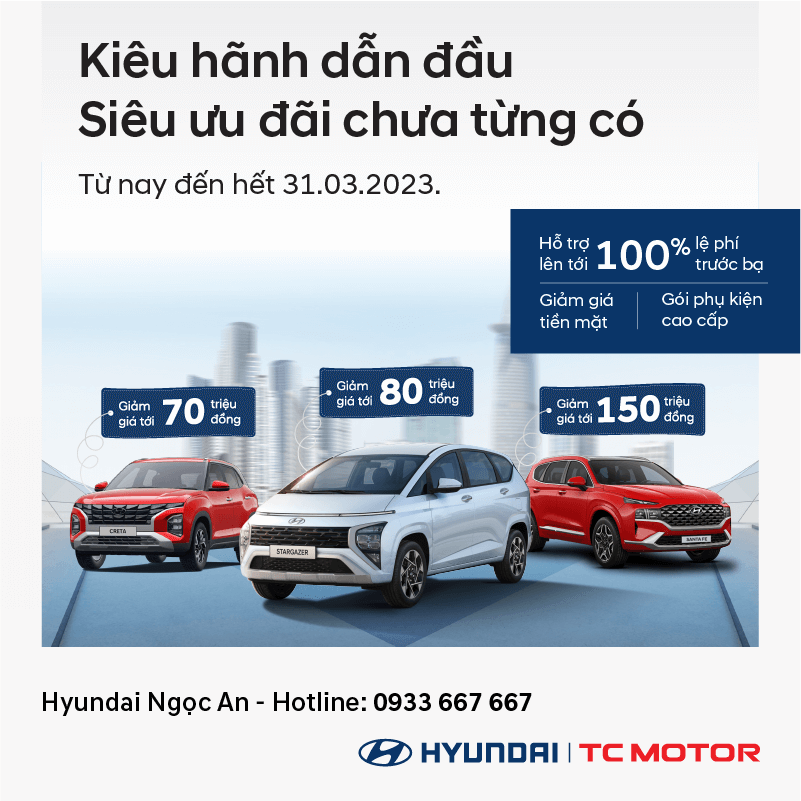 Siêu ưu đãi chưa từng có – Hỗ trợ 100% lệ phí trước bạ, giảm tiền mặt, tặng phụ kiện khi mua xe
